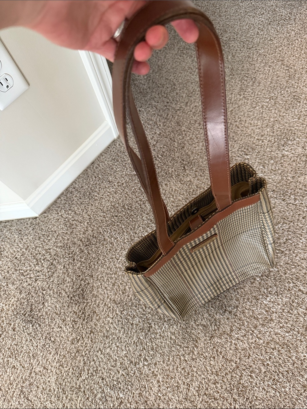 Vintage 80s Polo Ralph Lauren Tote Purse Leather Shoulder Bag Coated Shopper 90s - Picture 6 of 8